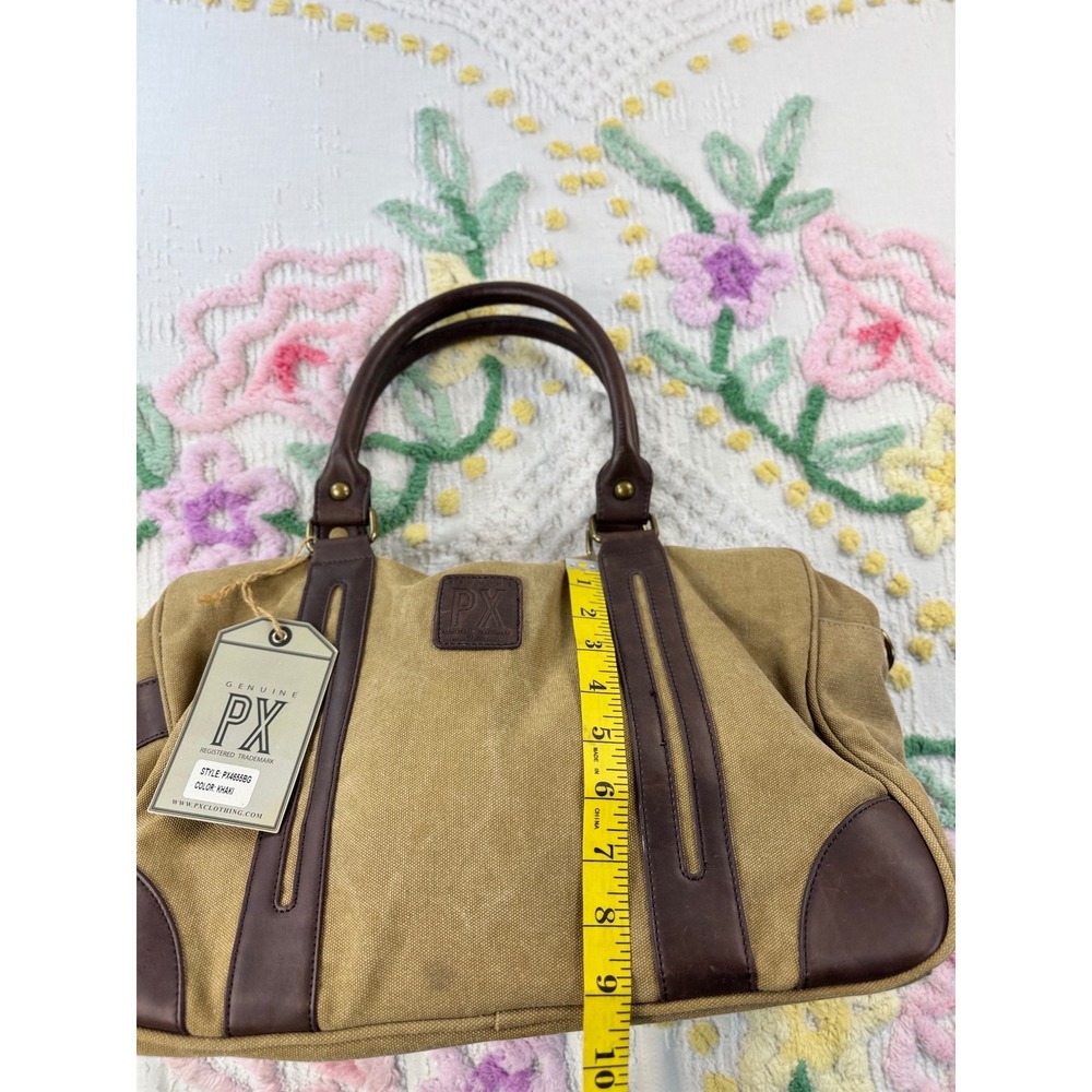 Genuine PX Los Angeles Khaki Canvas Duffle Bag Weekender PX4655BG NEW - Picture 4 of 10